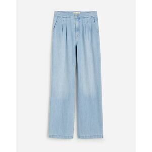 Madewell Denim Pants Sz 31 Pleated Wide Leg Harlow Wide-Leg Trouser Jeans Blue